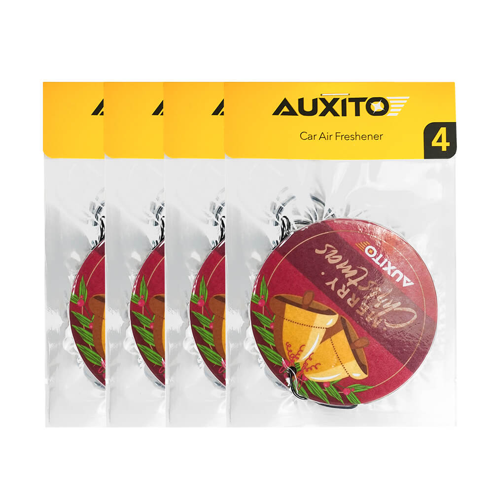 AUXITO Long Lasting Car Air Freshener Hanging Paper - 4 Pack Sandalwood, Bergamot & Lemon Scent | Eliminate Odors for Fresh Car Interior | Perfect for Vehicles, Offices & Small Spaces