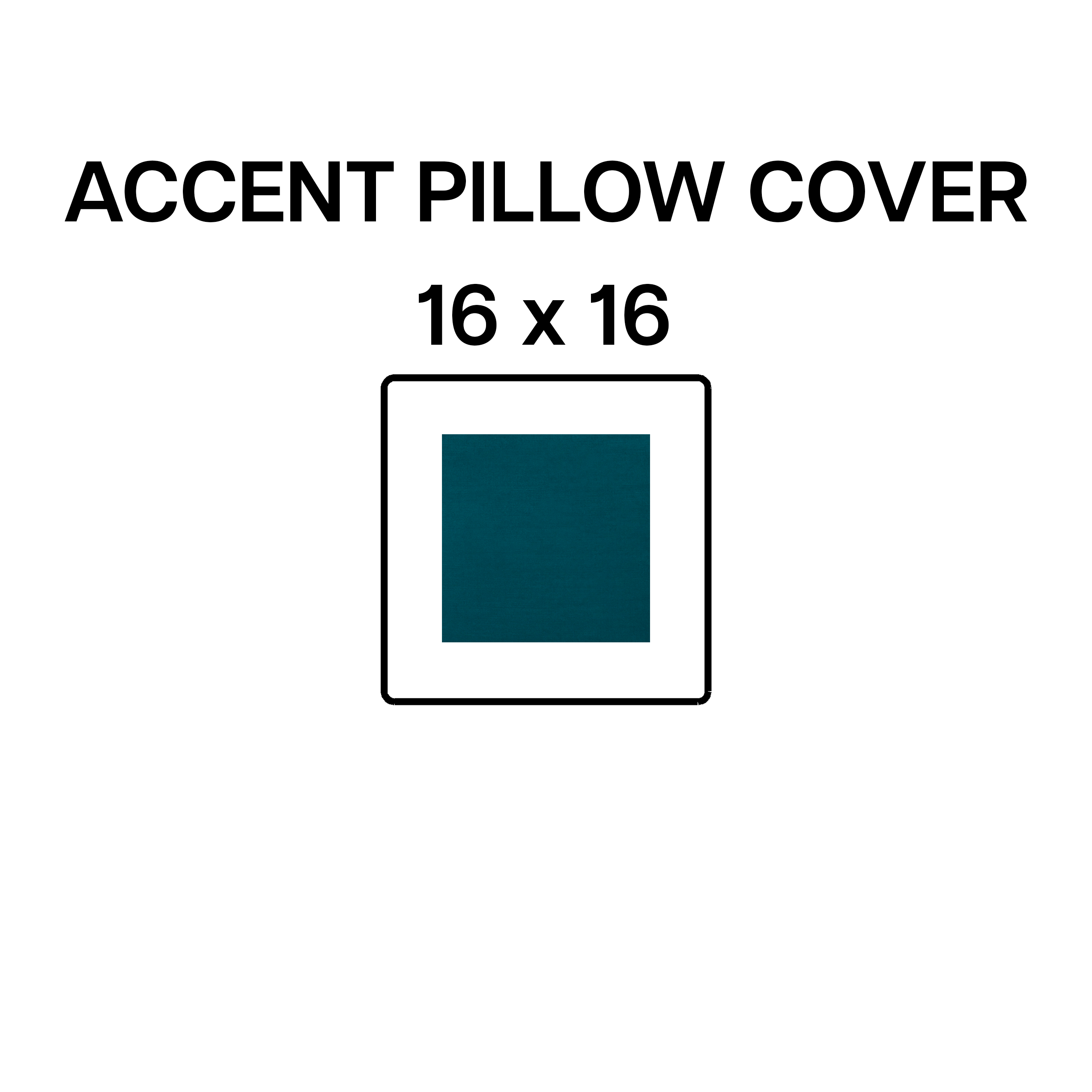 16x16 Peacock Blue Decorative Throw Pillow Cover - Soft Accent Cushion Case for Sofa, Bed, Chair - Home Decor & Living Room Styling Accessory