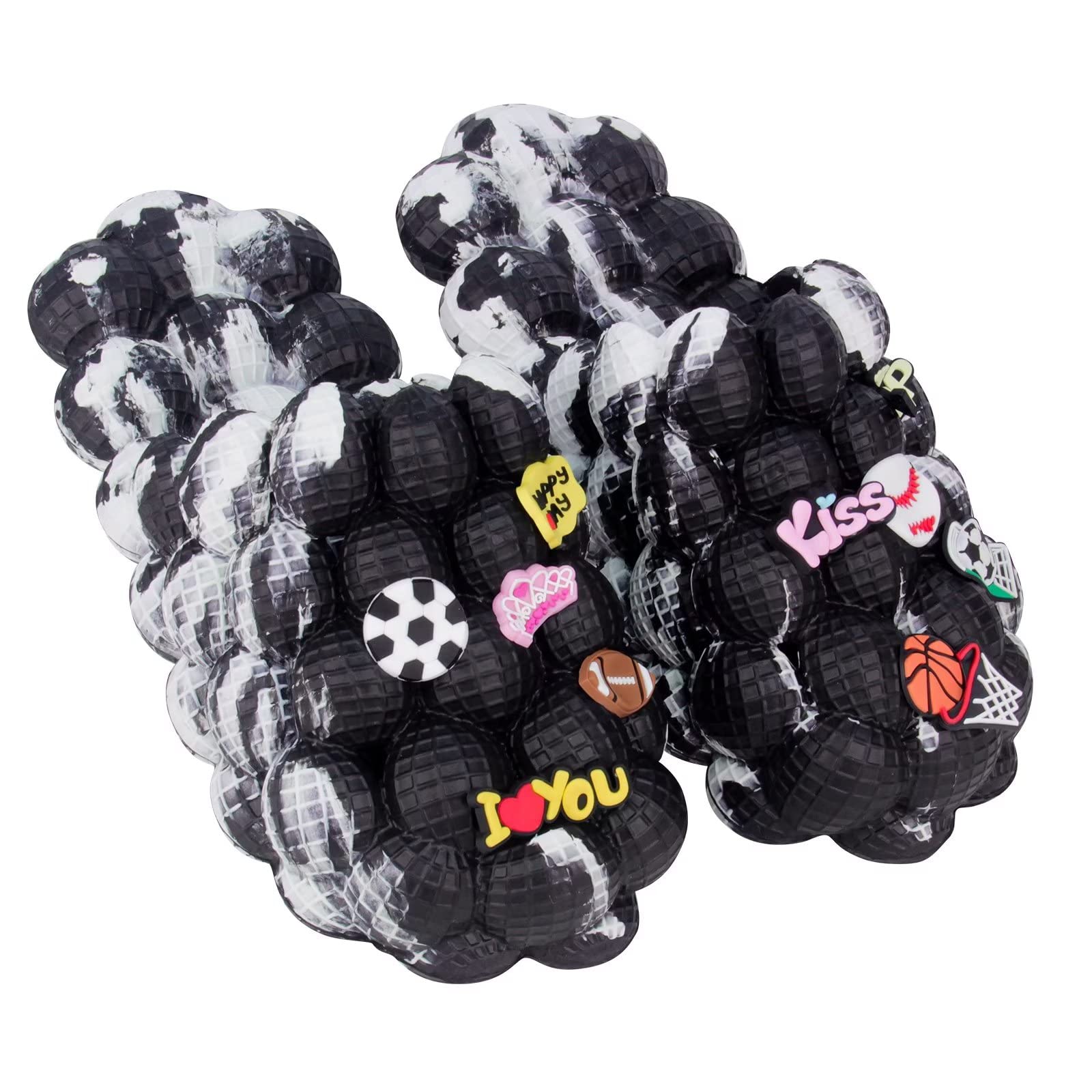 Massage Bubble Slides Slippers for Women & Men - Funny Lychee Non-Slip Spa Slippers, Soft Pillow Stress Relief Reflexology Sandals for Home, Gym & Shower - Includes 10 Pcs DIY Shoe Charms - Perfect for Relaxation, Foot Therapy & Indoor Comfort