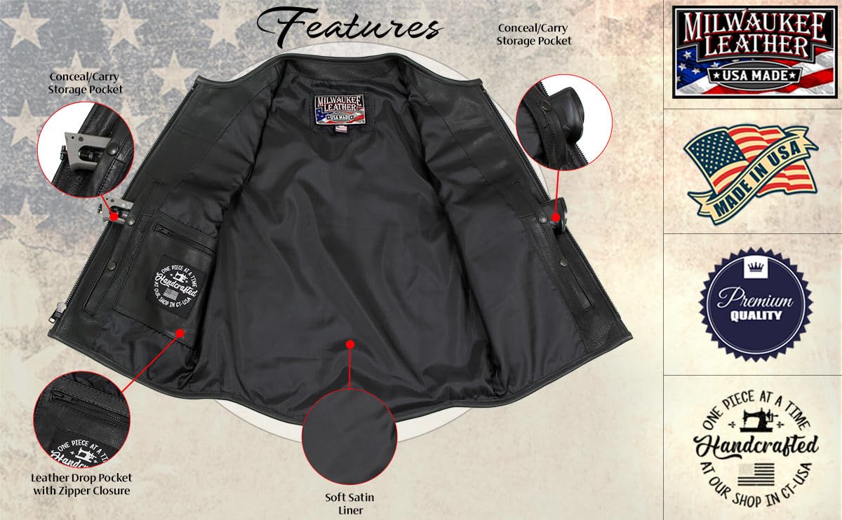 Milwaukee Leather MLVSL5001 Women's Black Braided Motorcycle Vest - USA Made Genuine Leather Biker Jacket for Harley Riding & Outdoor Adventures