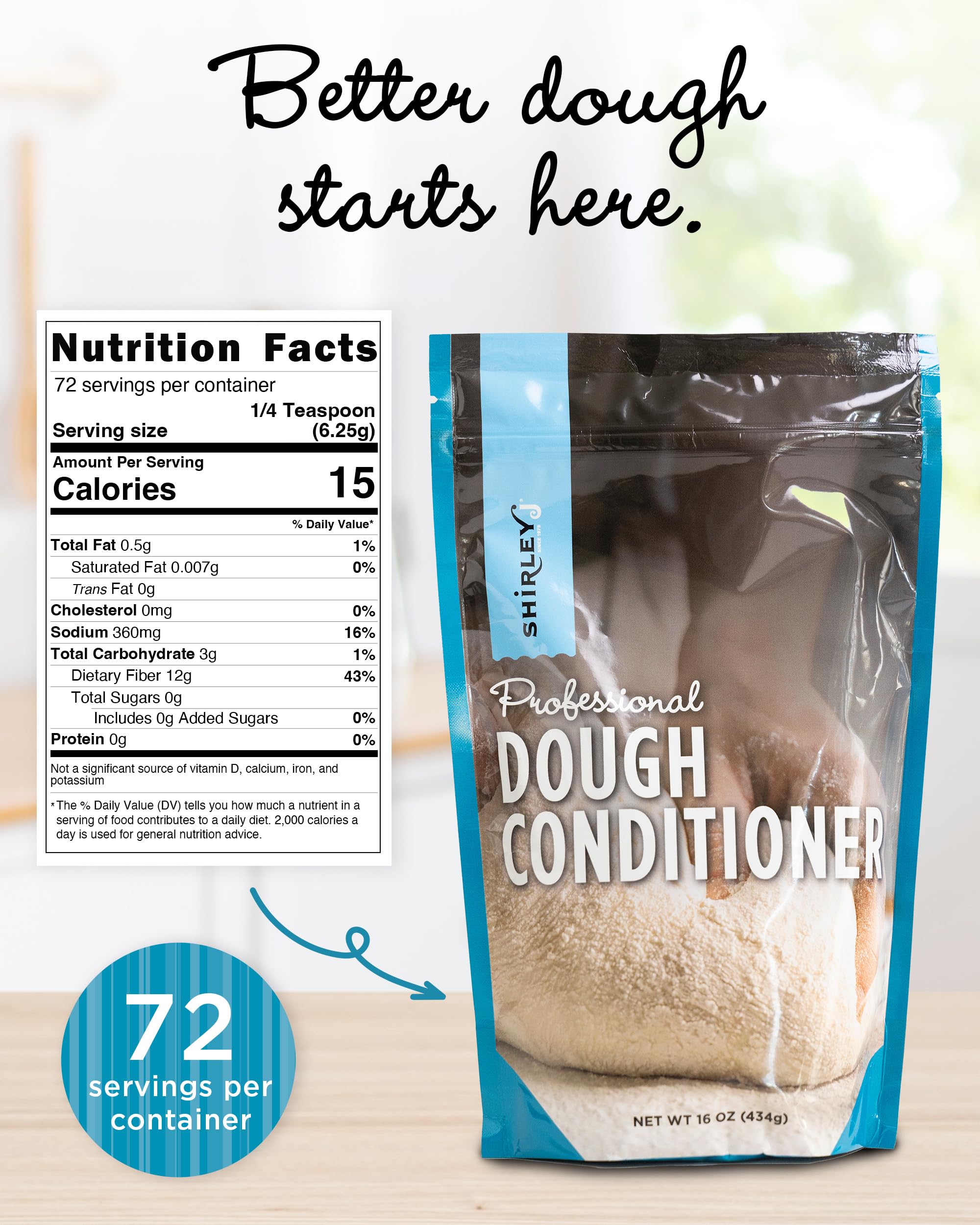 Shirley J Professional Dough Conditioner - 1 lb Bread Dough Enhancer for Homemade Bread, Pizza Dough, Rolls & Pastries | Improves Rise, Texture & Elasticity | Perfect for Bakeries, Home Baking & Artisan Bread Making