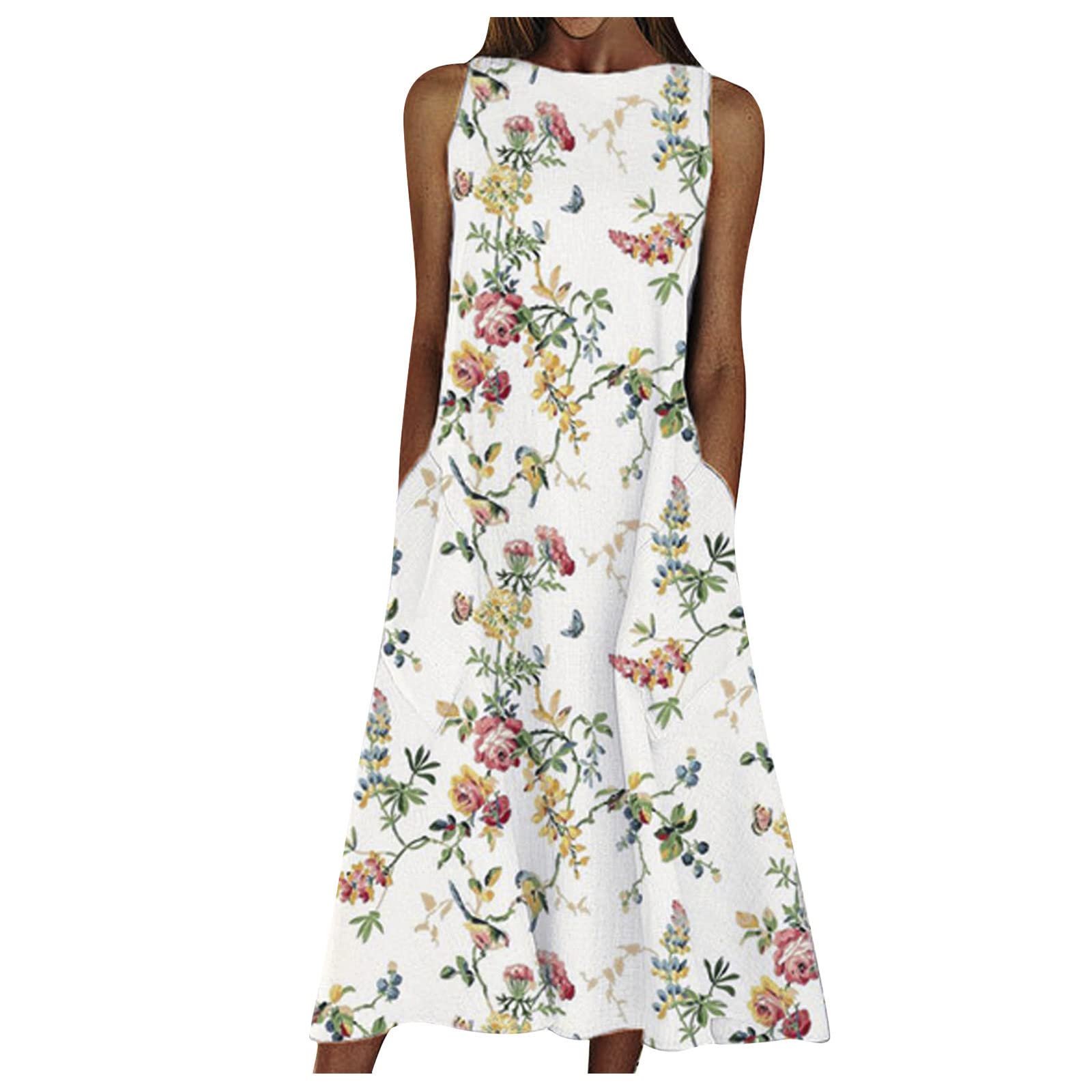 2023 Women's Summer Floral Maxi Dress - V Neck Short Sleeve Button Down Sundress with Pockets | Beach Vacation, Casual Outing, Date Night Dress
