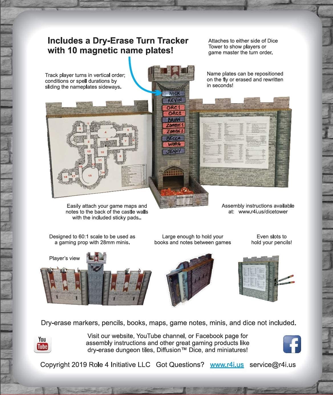 Castle Dice Tower and DM Screen for Dungeons & Dragons - Portable RPG Gaming Accessory for Tabletop Role-Playing Games (D&D, Pathfinder) - Perfect for Game Nights & RPG Sessions