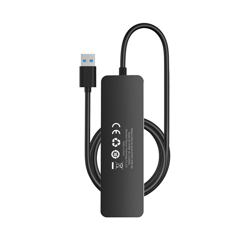 Baseus UltraJoy Series 4-Port USB 3.0 Hub Adapter - 5Gbps High Speed, 100cm Cable, Black - Perfect for Laptop, PC, Gaming & Office Workstations