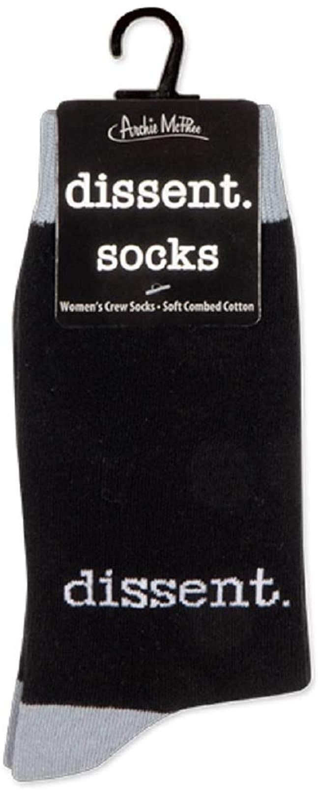 ARCHIE MCPHEE Dissent Women's Crew Socks - Black & Gray Striped Cotton Ankle Socks for Protest, Work & Everyday Wear
