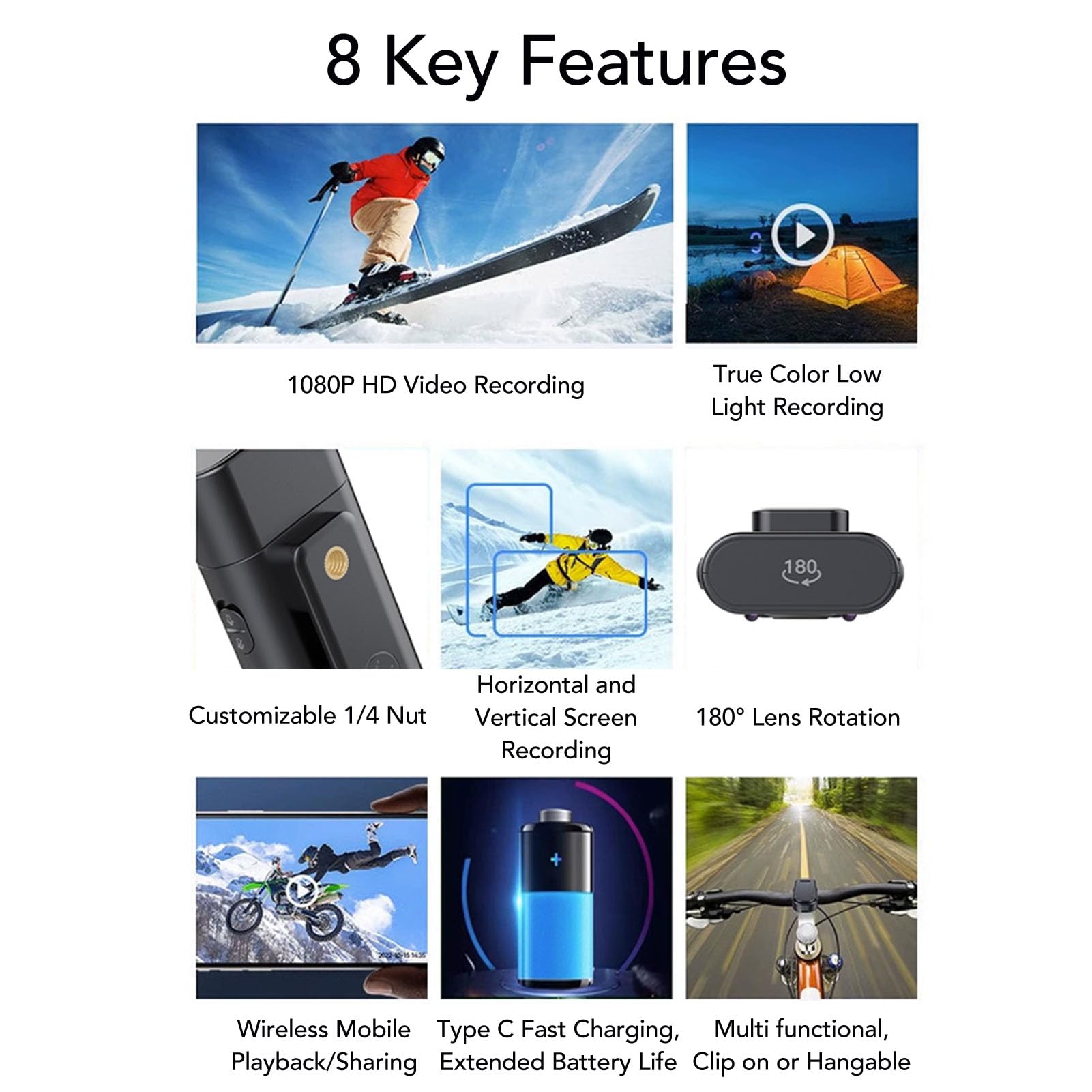 DPOFIRS 1080P HD Body Worn Camera with Night Vision - 1.47 Inch Wireless Wearable Camera, WiFi Connection, Loop Recording & 256GB Storage - Ideal for Bike Riding, Outdoor Adventures, Security Surveillance & Law Enforcement