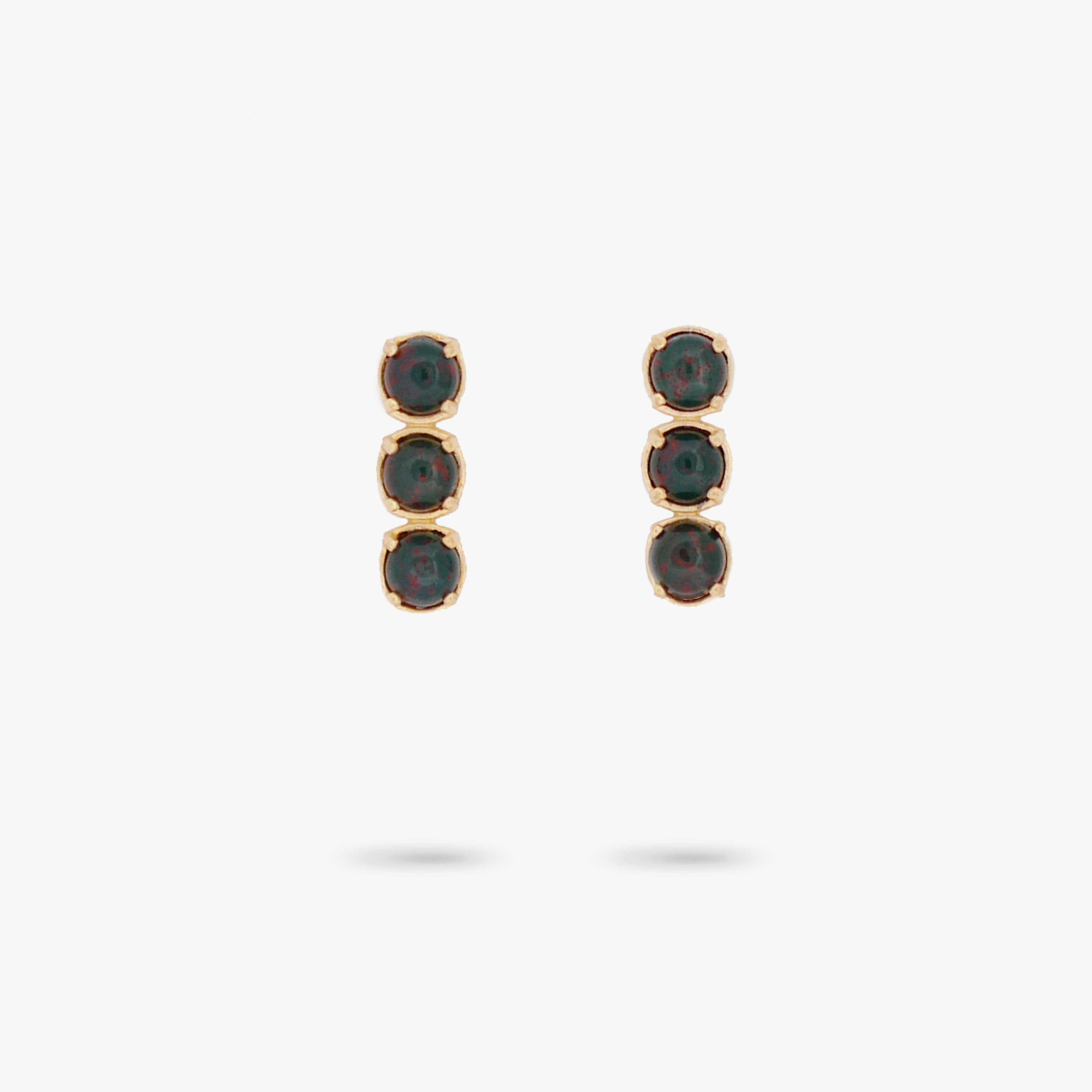 Amare Wear Petite Bloodstone Triple Dangle Earrings for Women - Natural Stone Bohemian Jewelry - Perfect for Parties, Weddings & Everyday Wear