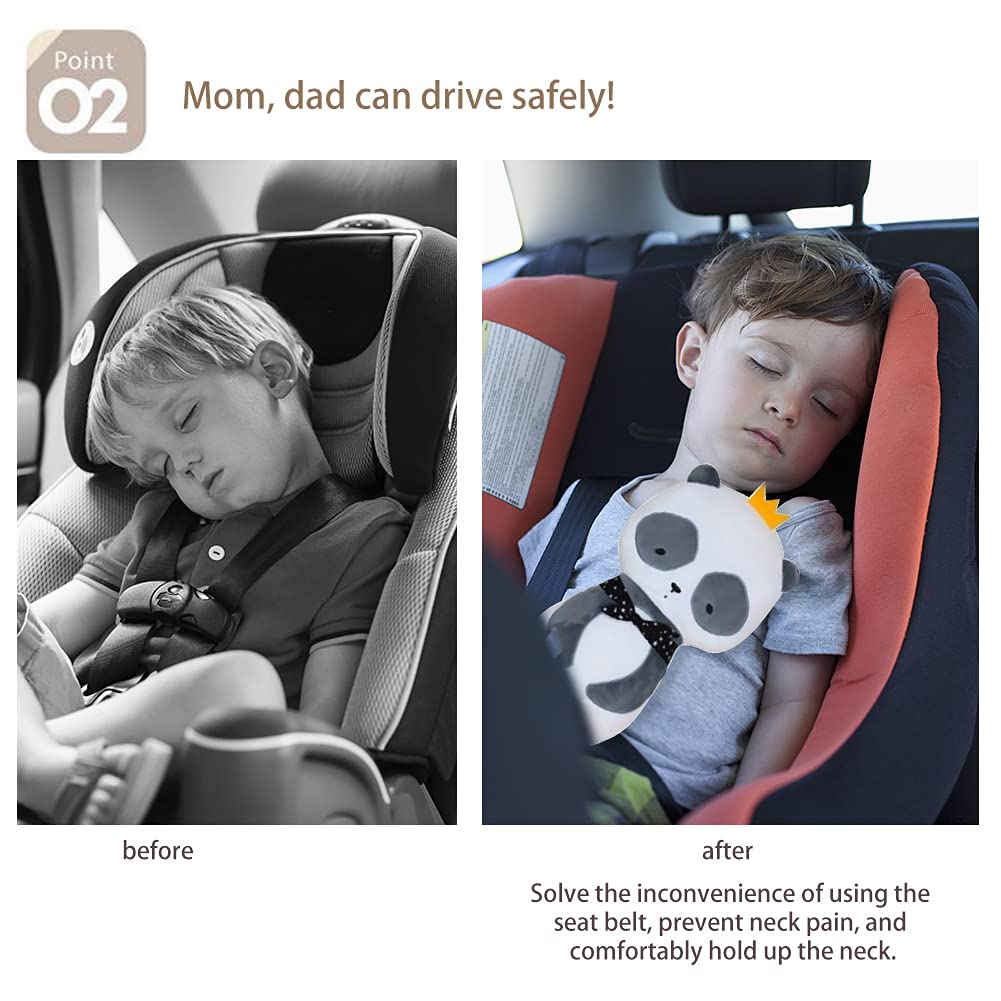 Katutude Adjustable Car Seat Belt Cover - Soft Shoulder Strap Cushion with Panda Design, Neck Support Pillow for Comfortable Driving | Perfect for Long Road Trips, Commuting & Travel with Kids