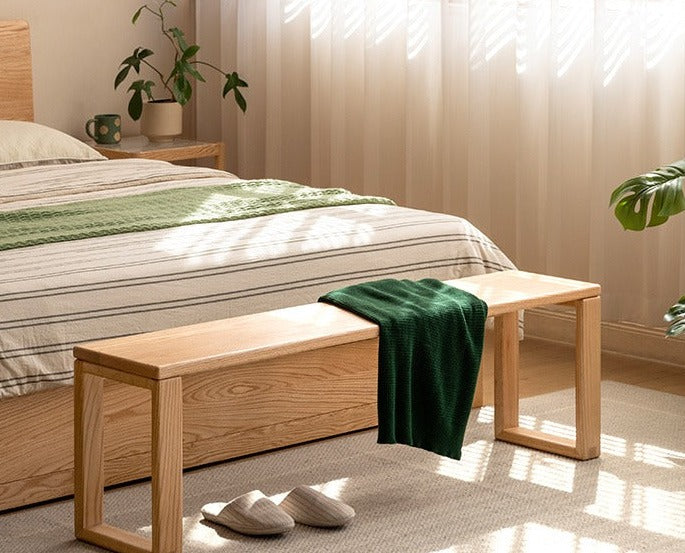Oak Solid Wood Long Bed End Bench - Durable & Stylish Storage Bench for Bedroom, Living Room, or Entryway - Perfect for Extra Seating & Organization