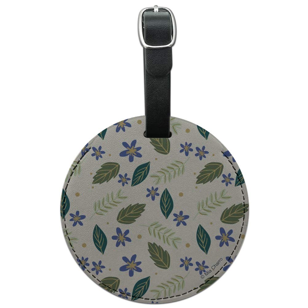 Round Leather Luggage Tag with Floral Design - Durable Suitcase ID Tag for Travel Bags, Carry-Ons & Backpacks - Perfect for Airports, Business Trips & Vacation Identification