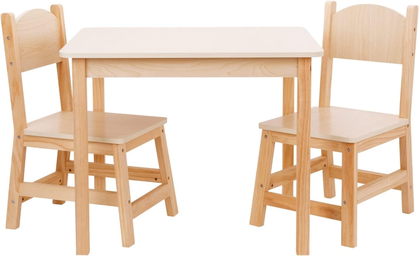 OOOK Wooden Kids Table and 2 Chairs Set - Waterproof Toddler Table with Smooth Edges, Easy to Clean Children's Dining & Activity Furniture for Eating, Snack Time, Arts & Crafts, Playtime and Learning Activities
