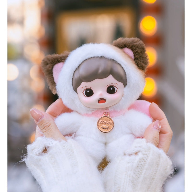 Baby Zoraa Fluffy Cabin Series Vinyl Plush Secret Pinky Meow Cat Stuffed Animal Toy (1/72 Scale) - Perfect for Kids' Bedroom Decor, Birthday Gifts & Kawaii Collectors