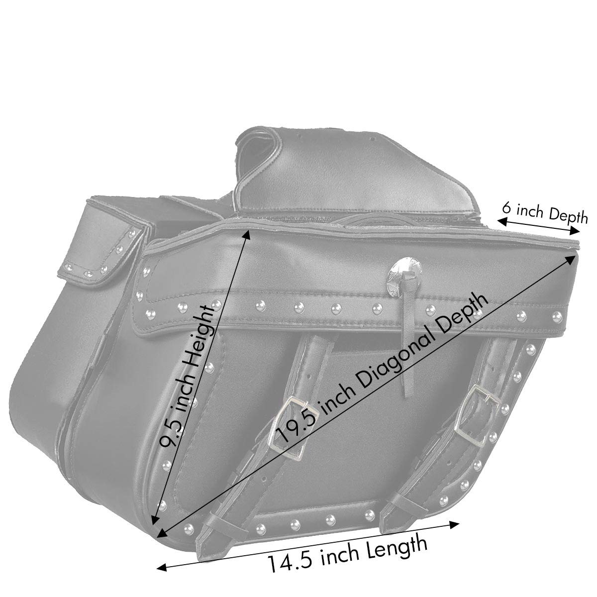Milwaukee MP8320 Black PVC Studded Motorcycle Saddlebags - Detachable Zip-Off Design for Harley, Cruiser & Touring Bikes - Waterproof Storage for Road Trips & Daily Commuting
