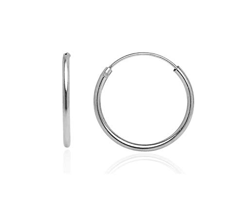 14mm Sterling Silver 1.2mm Hoop Earrings for Women - Endless Hoops & Loops Design - Perfect for Everyday Wear, Office & Special Occasions