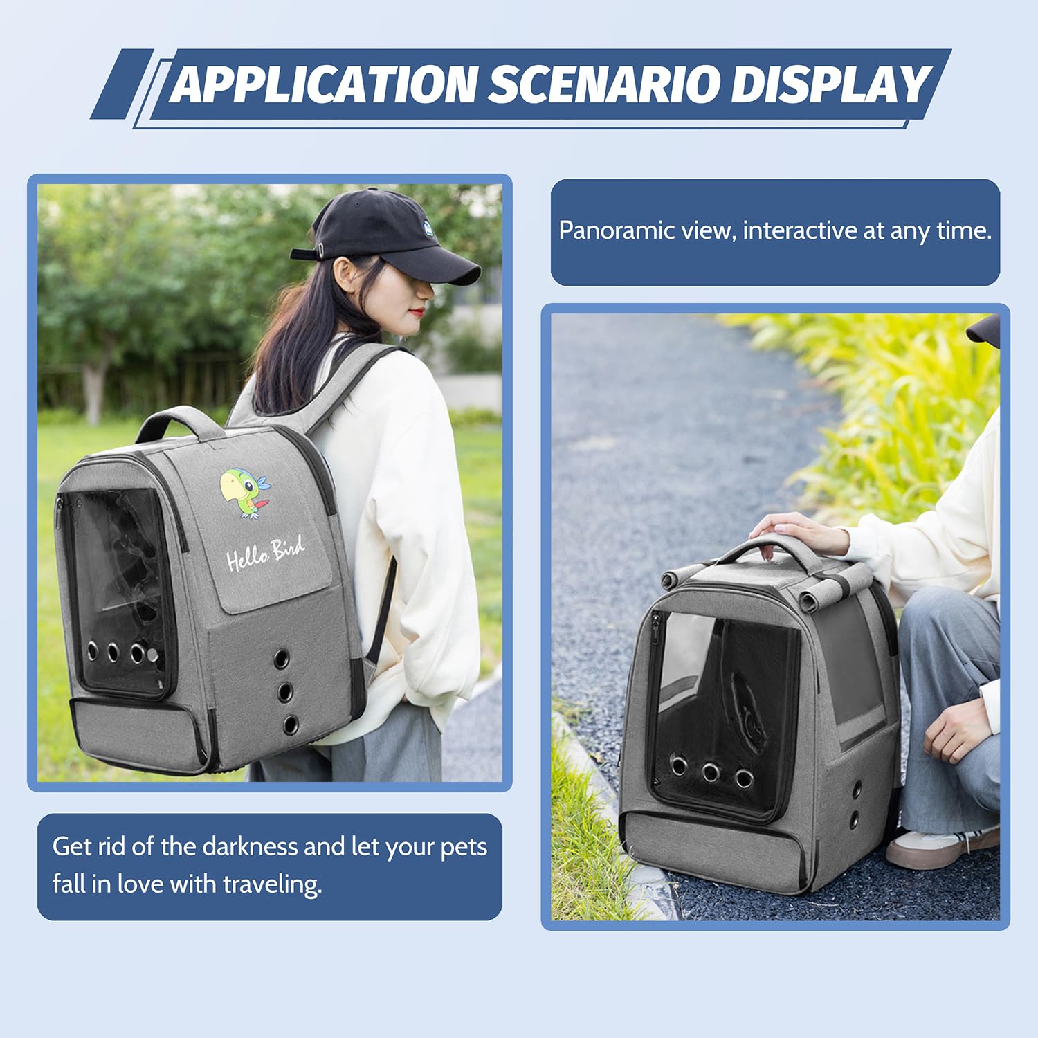 Bird Travel Backpack Carrier with Tray, Perch & Feeding Tank - Portable Waterproof Bird Cage for Parakeets, Cockatiels, Lovebirds & Small Birds - Perfect for Outdoor Adventures, Vet Visits & Daily Travel