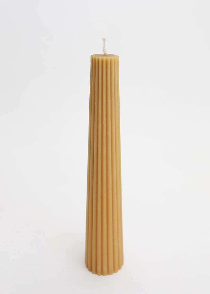 13.5 Inch Natural Beeswax Fluted Pillar Candle - Handmade Eco-Friendly Candles for Home Decor, Wedding Centerpieces & Romantic Ambiance