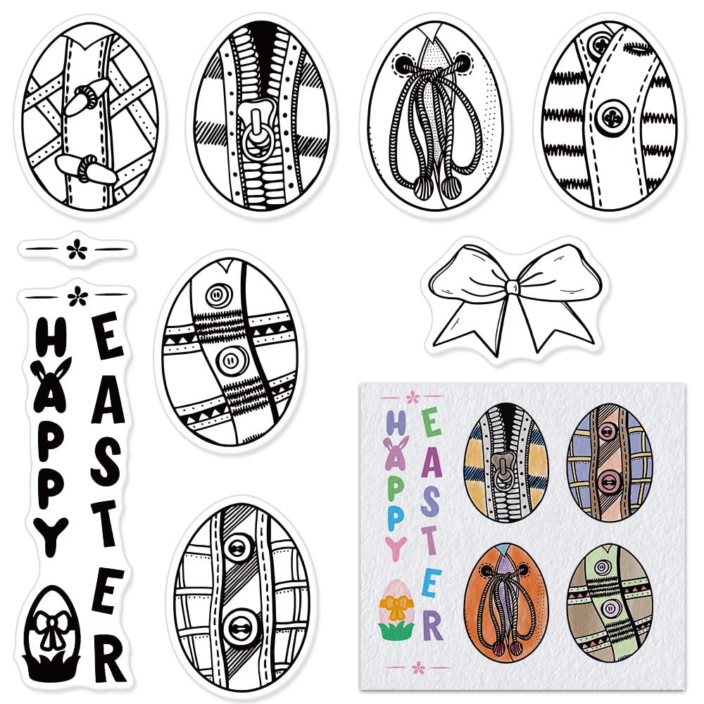 Happy Easter Clear Rubber Stamps Set for Card Making, Scrapbooking & DIY Paper Crafts - Spring Bunny & Egg Designs for Easter Greeting Cards, Home Decor & Gift Wrapping