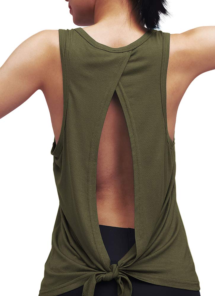 Women's Workout Yoga Tops - Open Back Shirts with Adjustable Tie Back Tank Tops for Yoga, Gym & Fitness | Breathable & Comfortable for Yoga Pants & Leggings