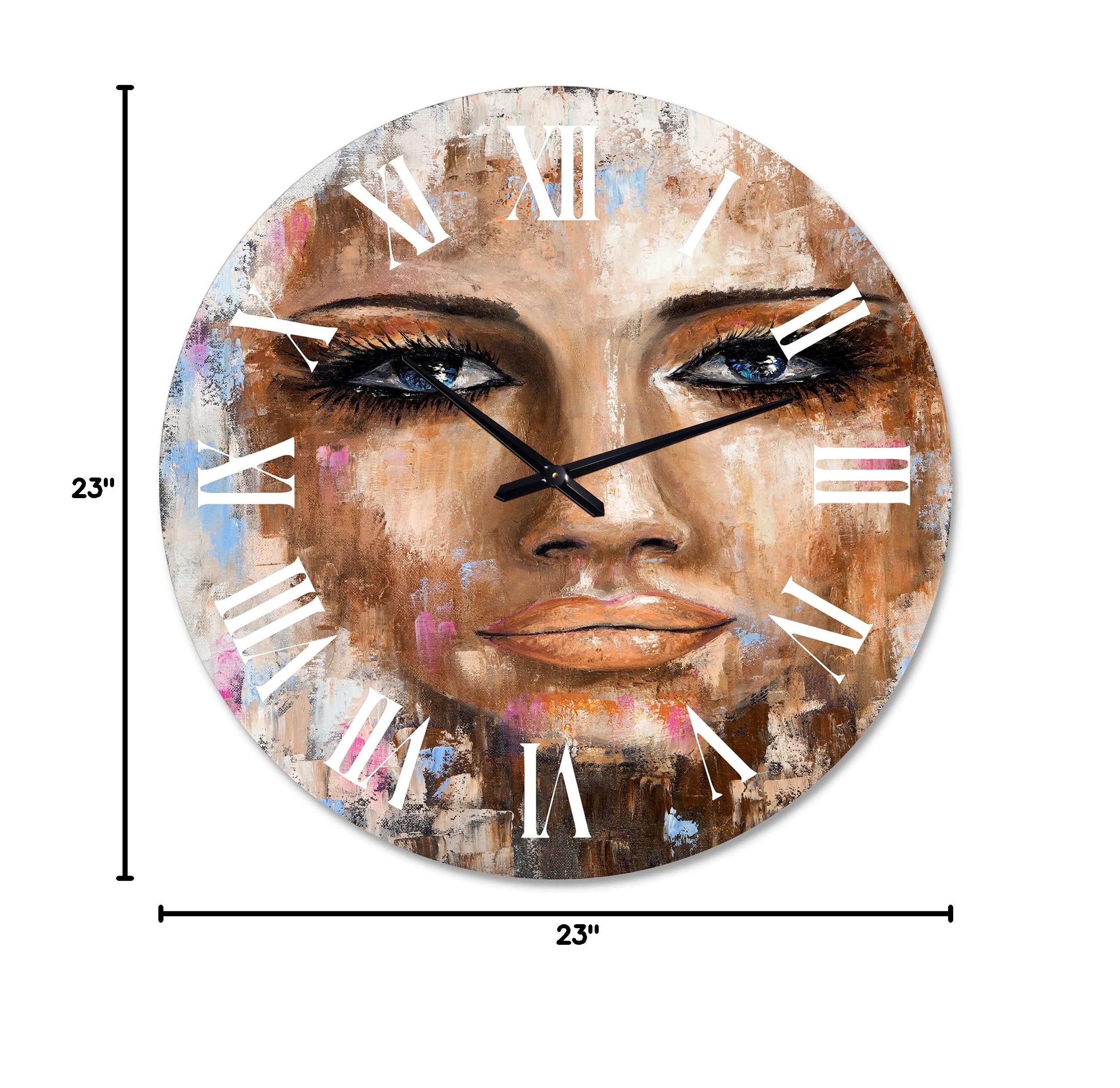 DesignQ Modern Abstract Portrait Wall Clock - Large Fractal Art Kitchen Decor for Home & Office | Perfect for Living Room, Bedroom, and Dining Area