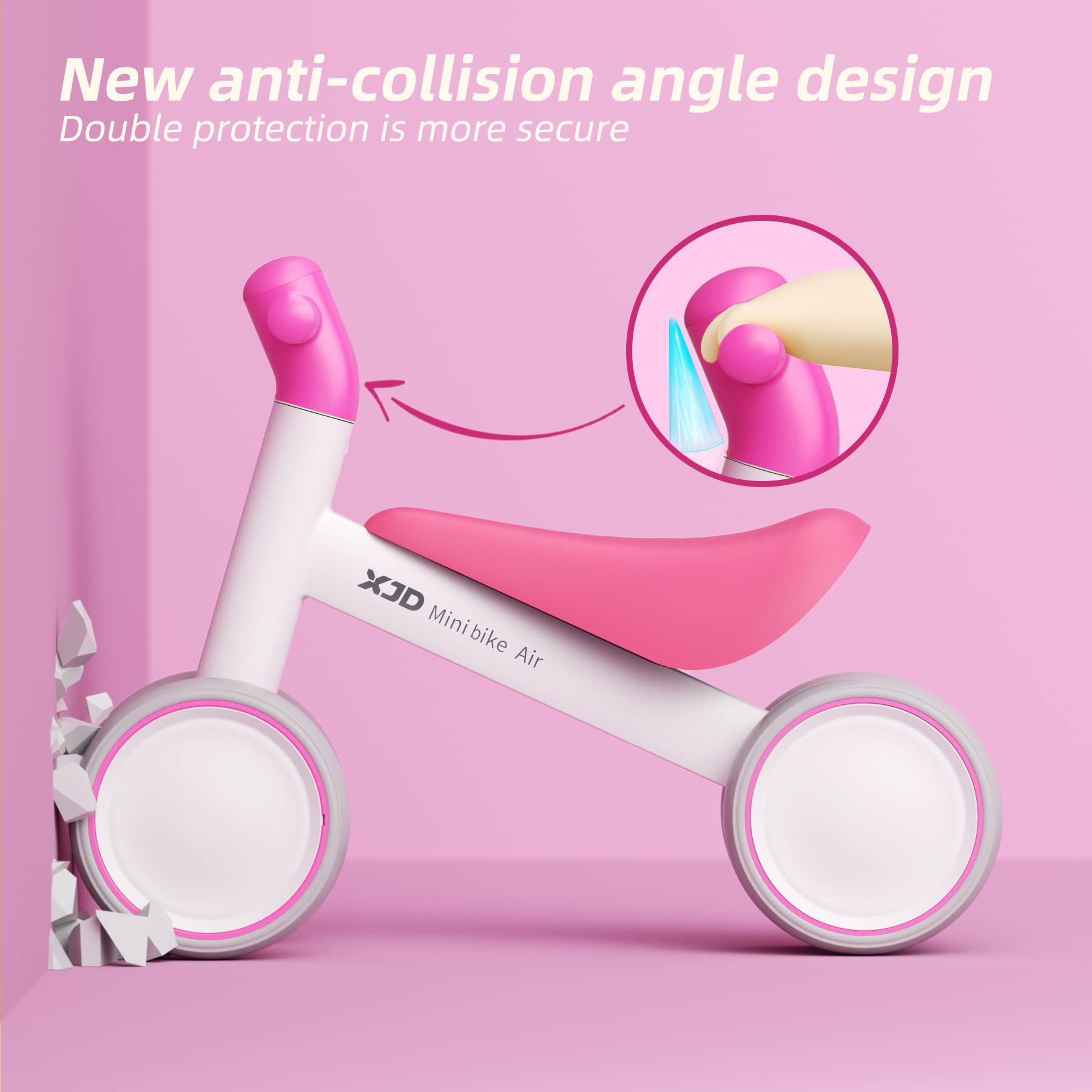 **XJD Baby Balance Bike - No Pedal 4-Wheel Toddler Bike for 1-3 Year Old Boys & Girls (10-36 Months) | First Bike, Birthday Gift, Learning Walker | Perfect for Indoor & Outdoor Play (White Rose)**