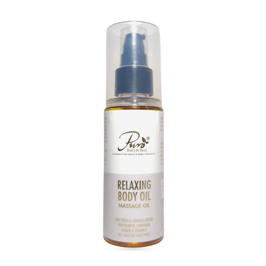Puro Body & Soul Relaxing Body Oil - 100ml Stress Relief Massage Oil for Hair, Skin & Post-Workout Muscle Recovery | Aromatherapy & Self-Care Essential