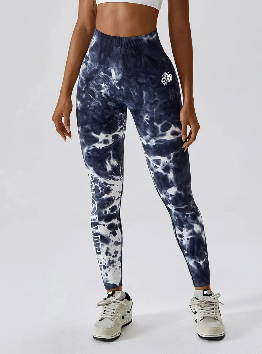 Darc Women's Seamless Gym Leggings - High Waist Elastic Workout Tights for Women, Breathable Summer Yoga Pants with Wolf Print Design - Perfect for Fitness, Running & Lounge Wear