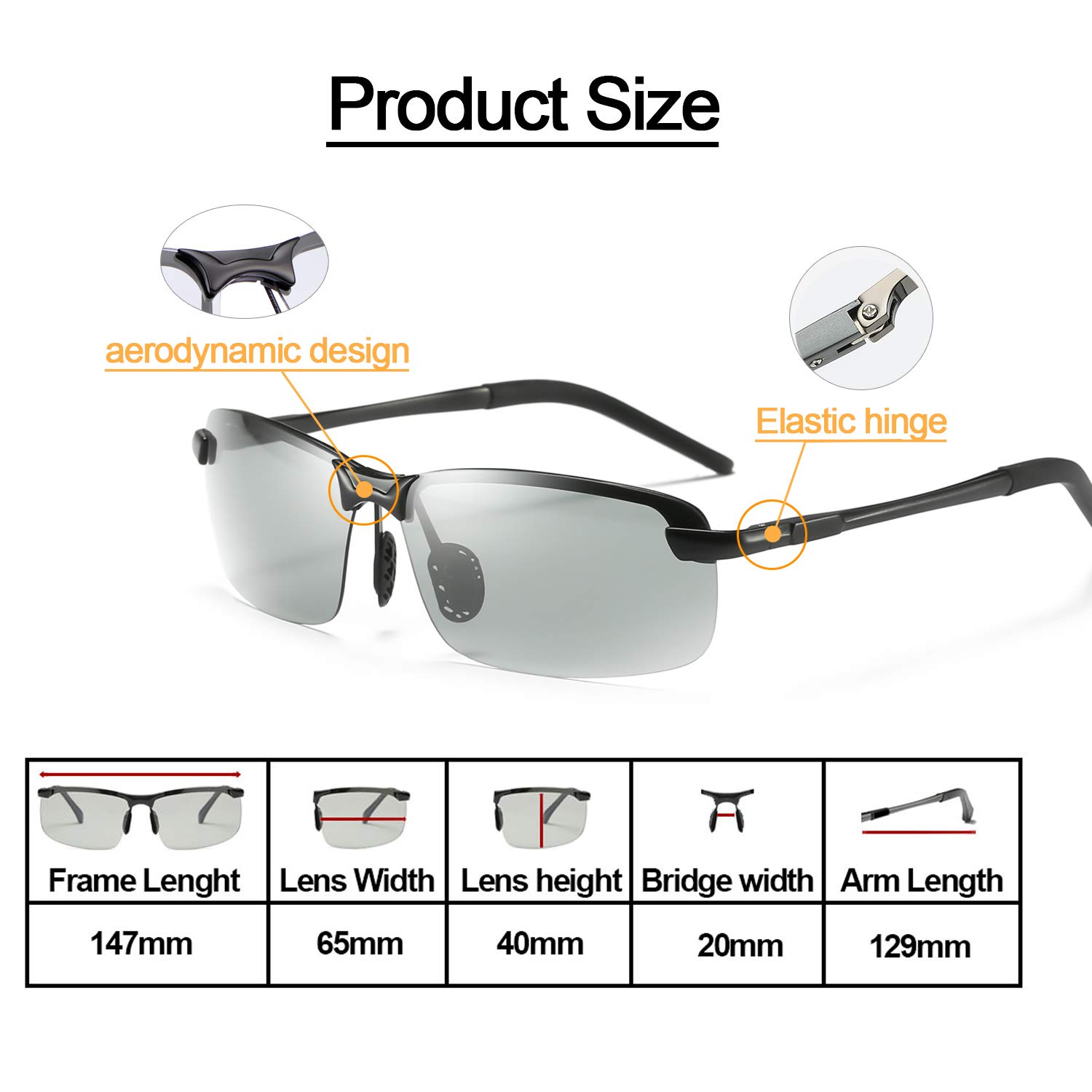 Polarized Photochromic Z87 Safety Sunglasses for Men - Day & Night Driving Glasses for UV Protection & Eye Safety