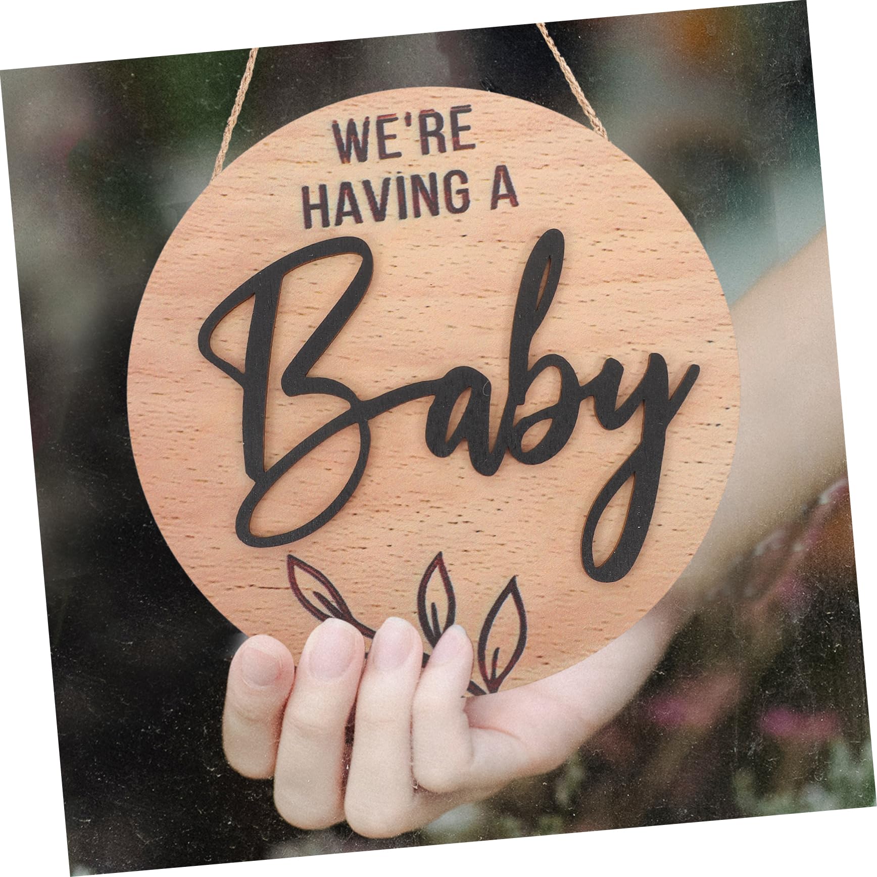 Wooden Baby Birth Announcement Sign - Circle Pregnancy & Newborn Keepsake Decor for Nursery, Baby Shower, and Gender Reveal Parties