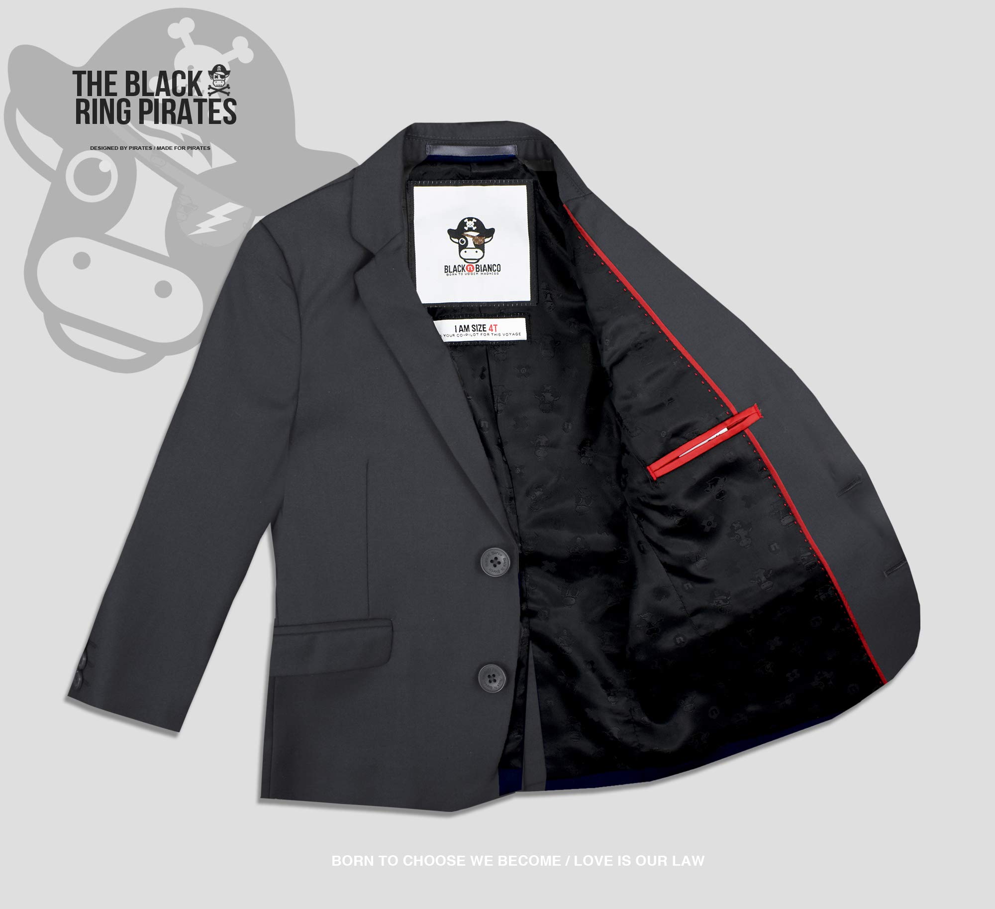 Black n Bianco Boys' First Class Slim Fit Suits - Lightweight Formal Blazer & Pants Set for Weddings, School Photos & Special Occasions | Baby Muffin Collection