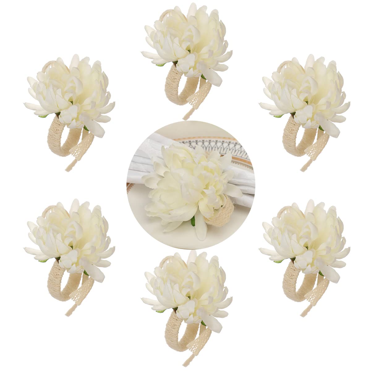 Set of 6 Floral Napkin Rings - Handmade Rose Vine Design Napkin Holders for Spring Table Decor | Perfect for Weddings, Easter, and Dinner Parties