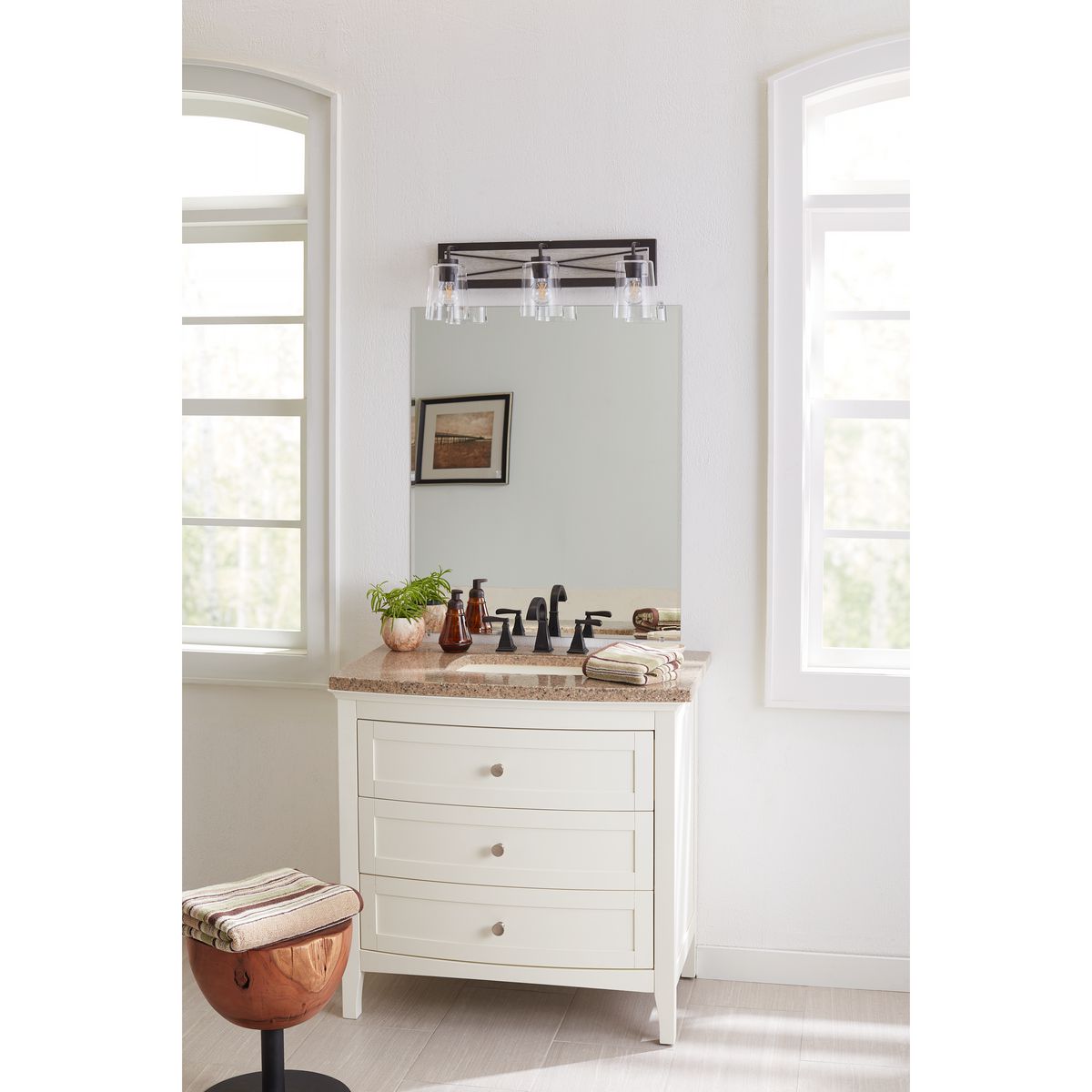 Briarwood Collection 3-Light Clear Glass Bathroom Vanity Light Fixture - Perfect for Modern Bathroom & Powder Room Lighting