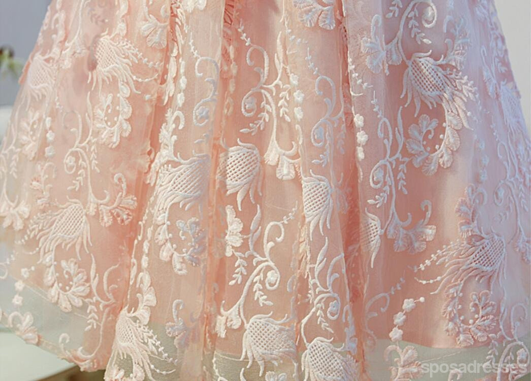 Elegant Long Sleeve Light Peach Open Back Lace Prom Dress - Affordable Homecoming & Party Dresses for Women - Perfect for Formal Events, Dances & Special Occasions - Style CM317
