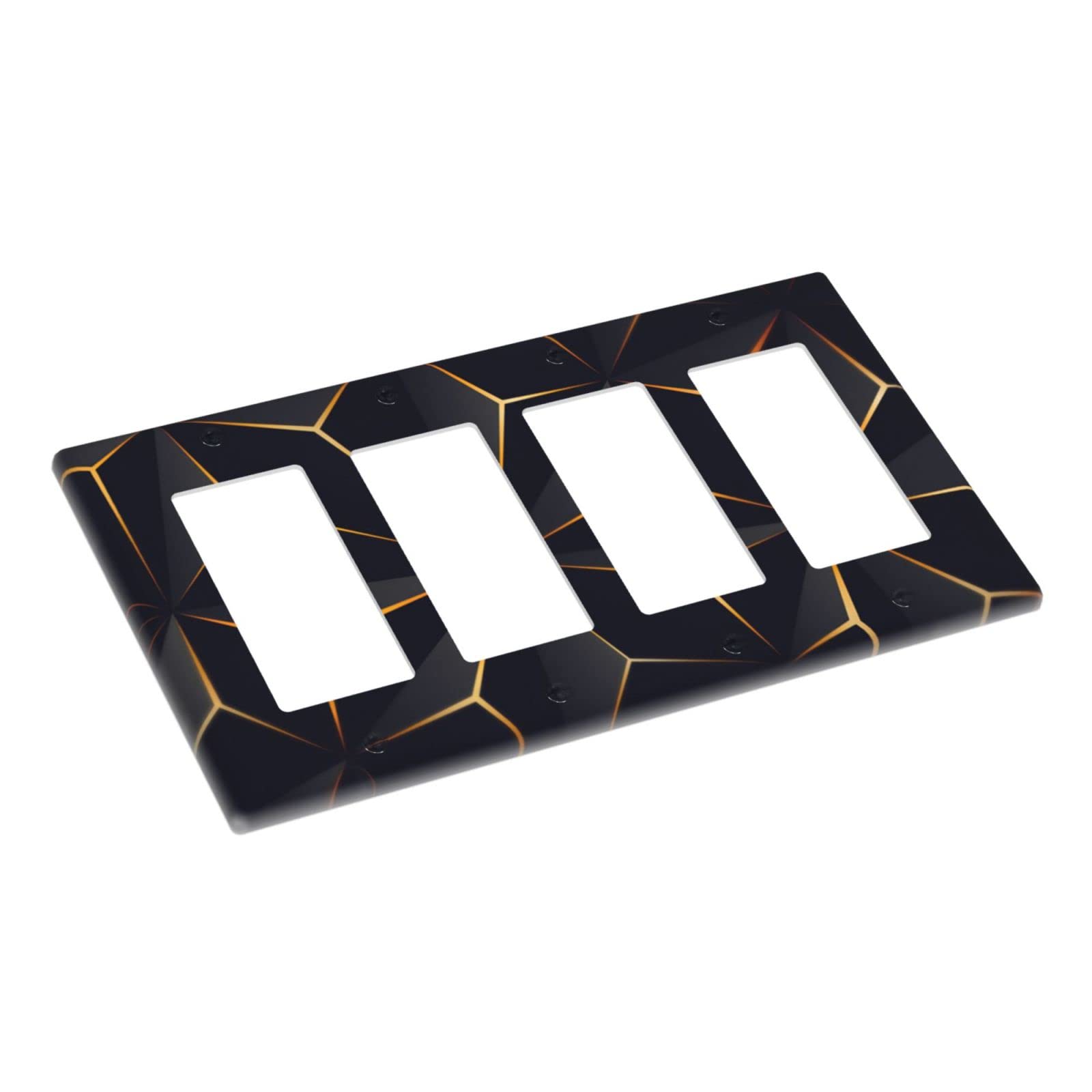 Modern Abstract Diamond Pattern Light Switch Cover - 4 Gang Rocker Switch Plate (4.50