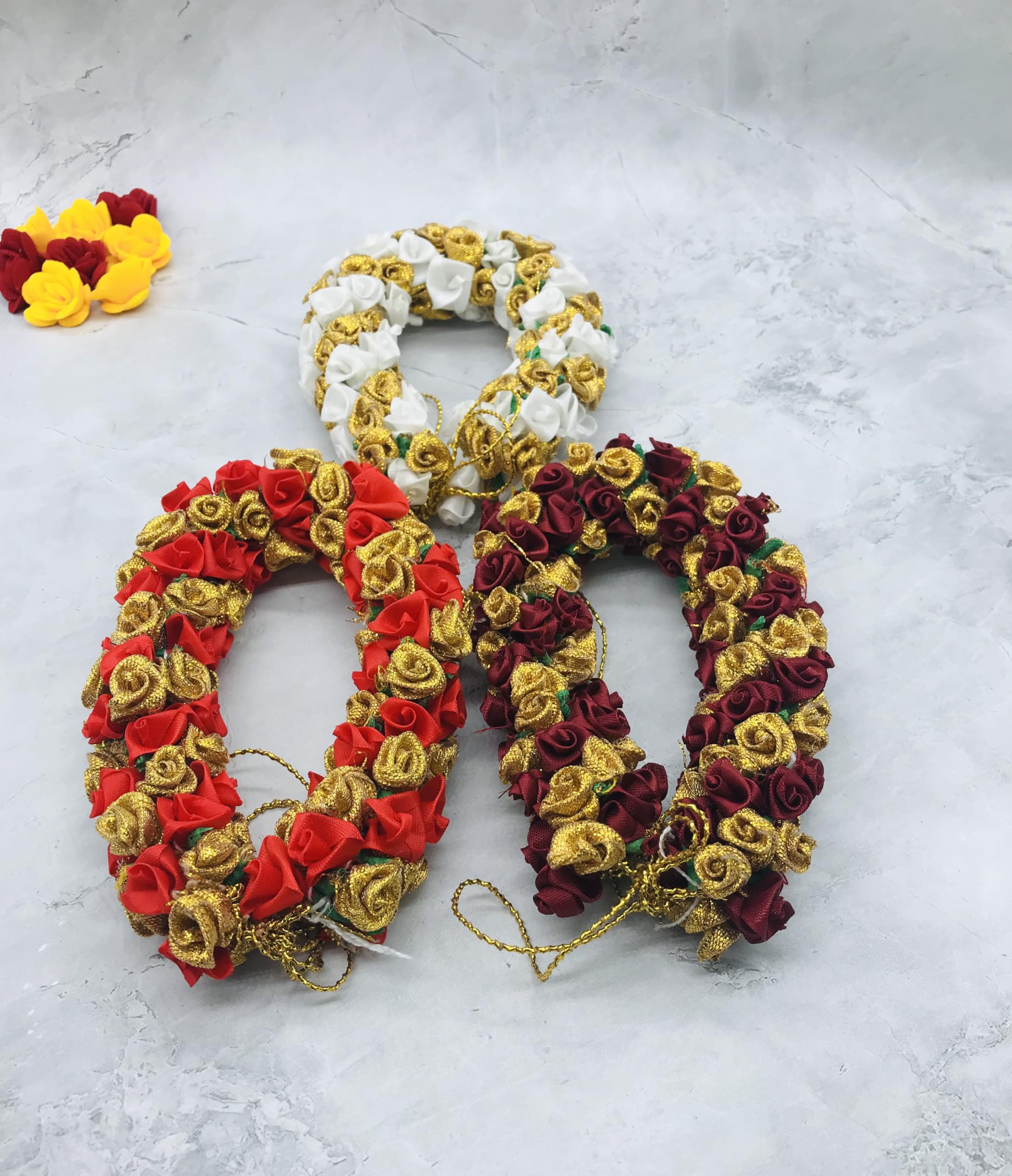 GadinFashion™ Artificial Mogra Gajra Hair Bun for Women & Girls - 3 Pack Multi Color Wedding Hair Accessories | Perfect for Bridal, Parties & Special Occasions