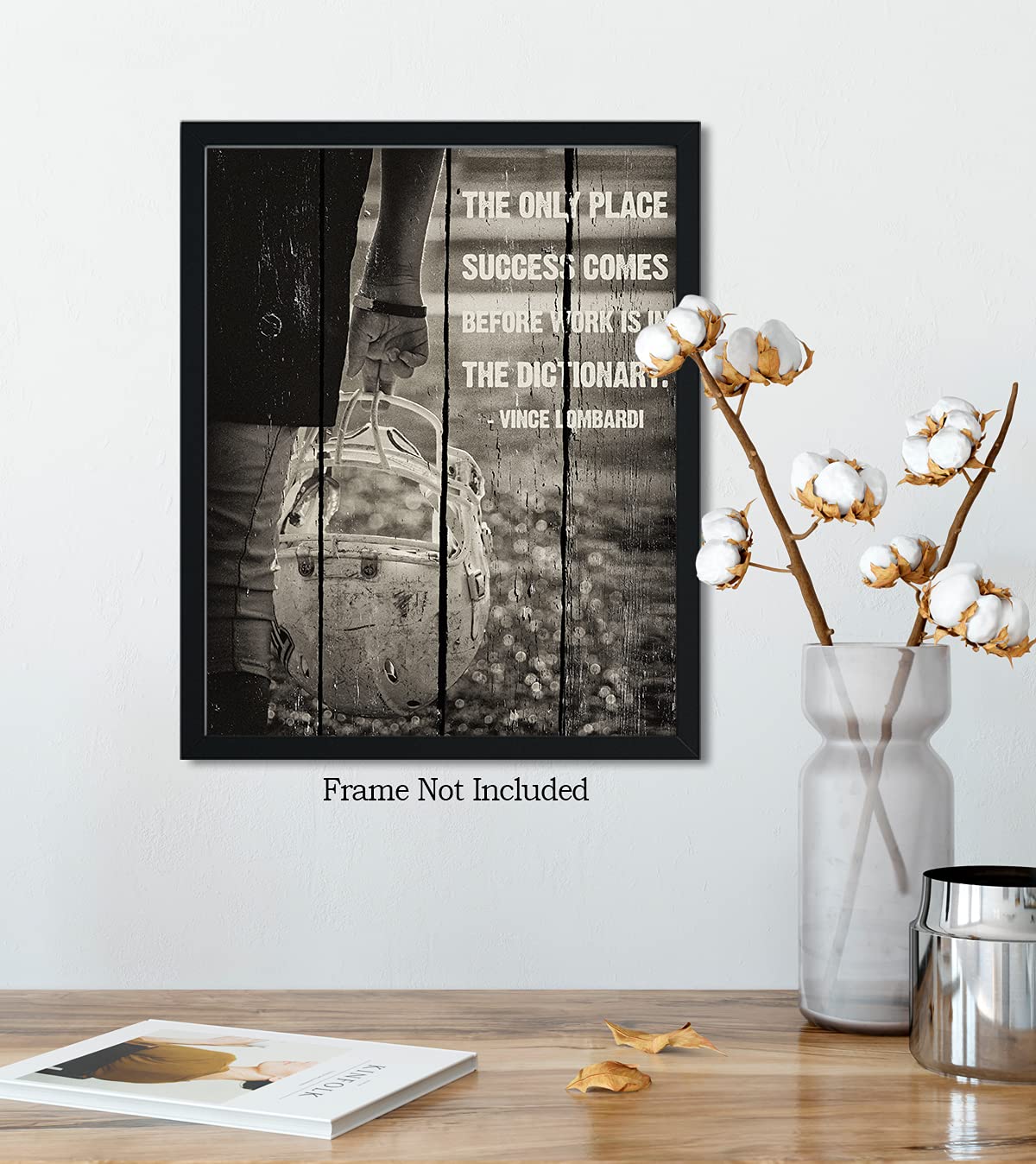 Govivo Motivational Wall Art Print - Vince Lombardi Quote 'The Only Place Success Comes Before Work Is In The Dictionary' - 8x10 Unframed Photo Paper Decor for Office, Home & Gym Inspiration