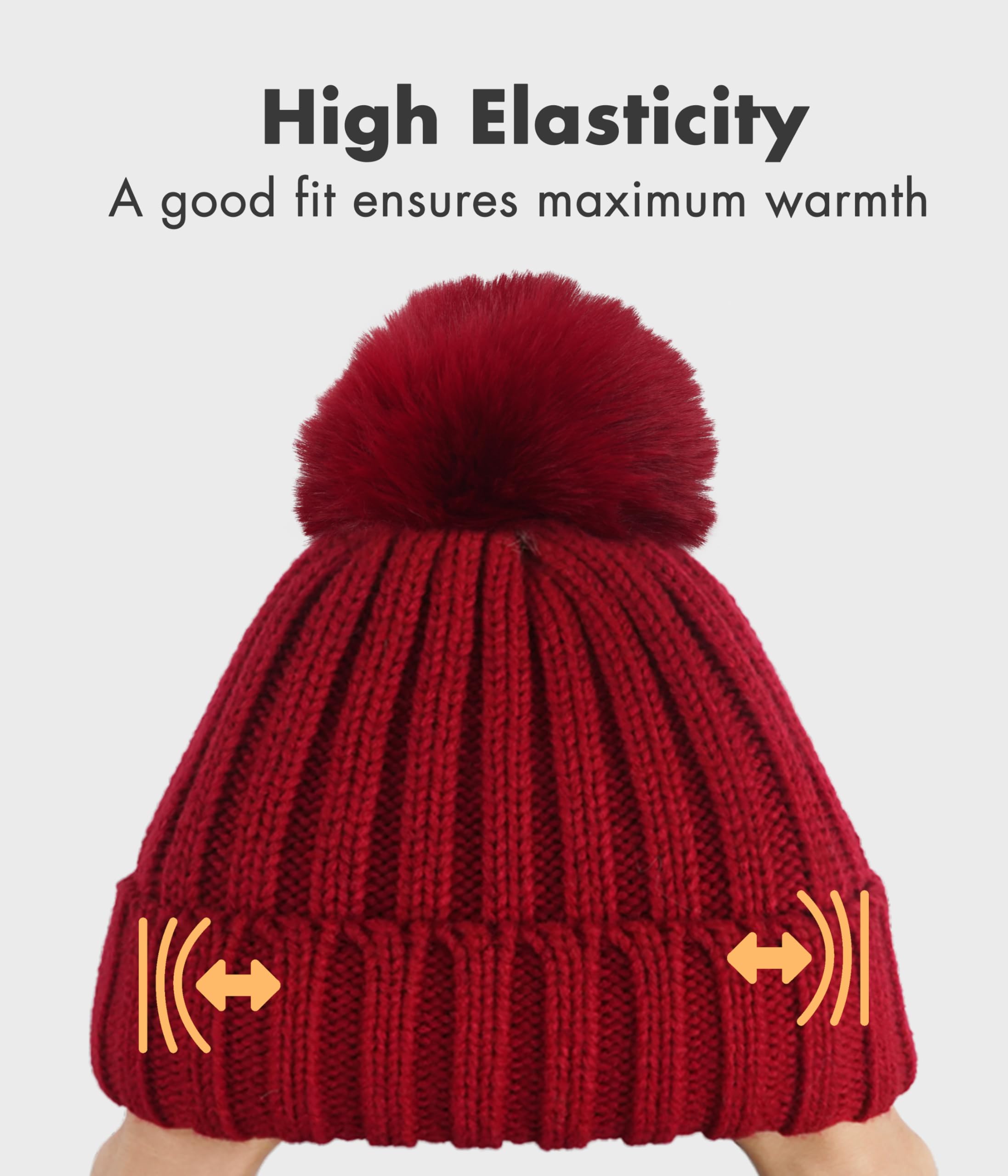 KEECOW Women's Winter Beanie Hat - Thermal Warm Knit Hat with Detachable Pom Pom for Outdoor Sports, Skiing, Hiking & Casual Winter Wear