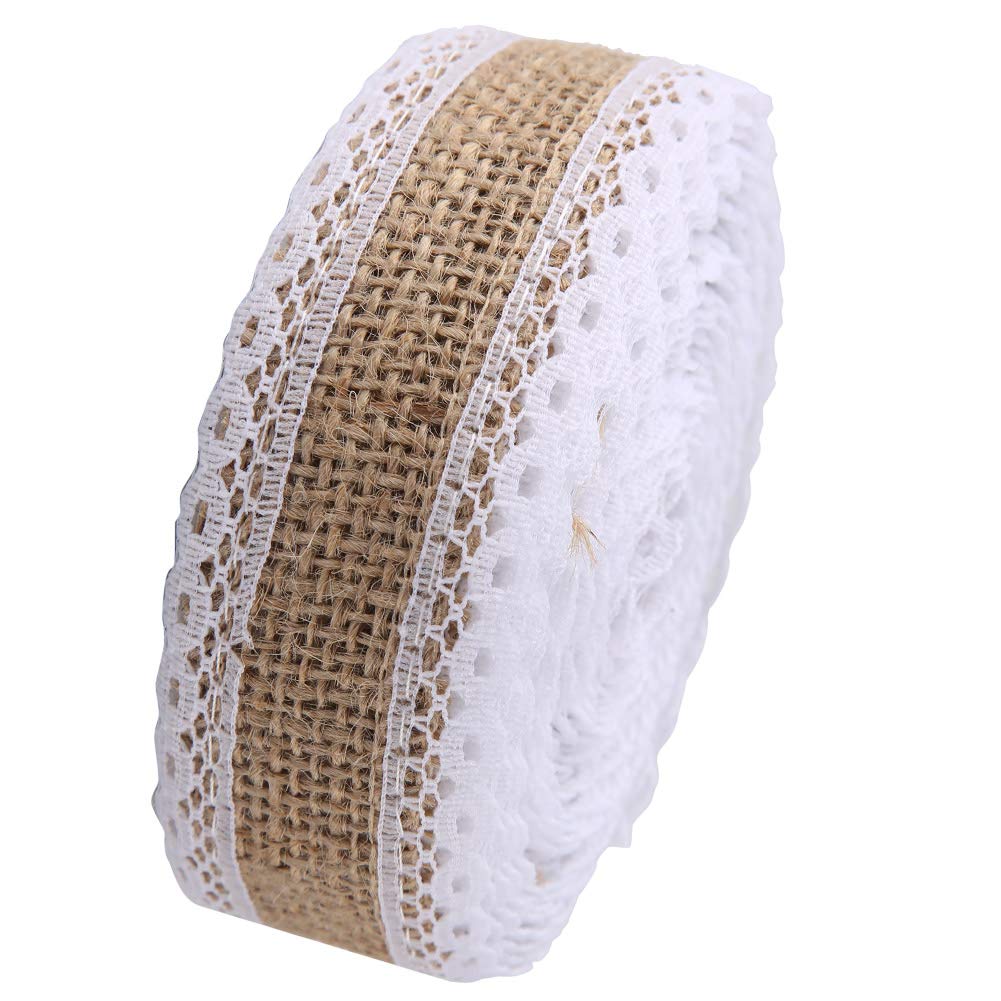Brown and White Lace Tape - Decorative Lace Material for Home Decor, Wedding Gifts, Tea Set Mats, Table Runners & DIY Crafts | Perfect for Home, Office & Party Decorations