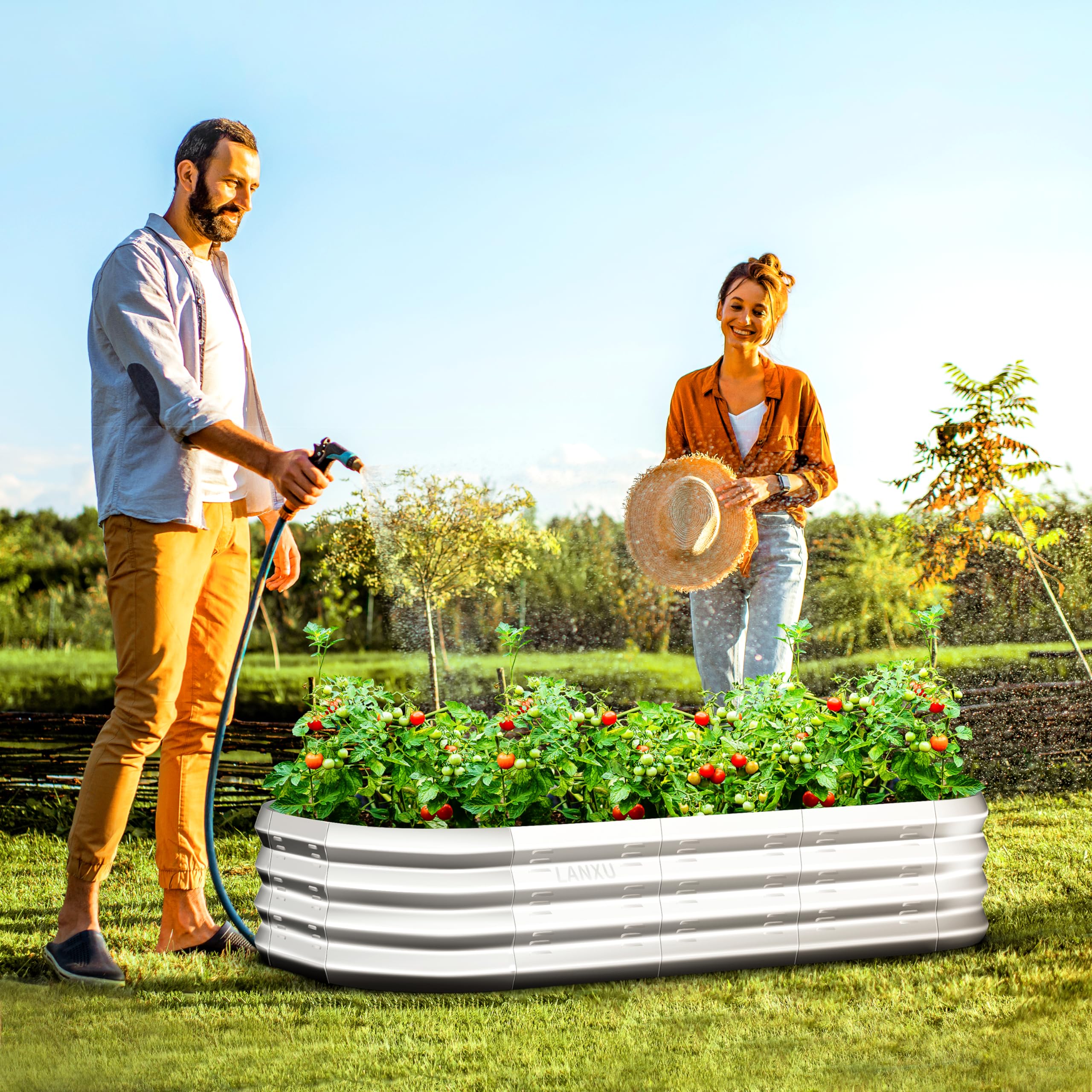 Galvanized Steel Raised Garden Bed Kit - 5x3x1FT Metal Planter Box with Breathable Side Vents - Durable 0.6MM Thickness for Vegetables, Flowers & Herbs - Perfect for Backyard, Patio & Urban Gardening - Large Square Silver Outdoor Planter