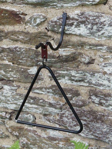 Handforged Wrought Iron Dinner Bell Triangle - Made in USA - Rustic Farmhouse & Vintage Kitchen Decor for Outdoor Dining & Garden Parties