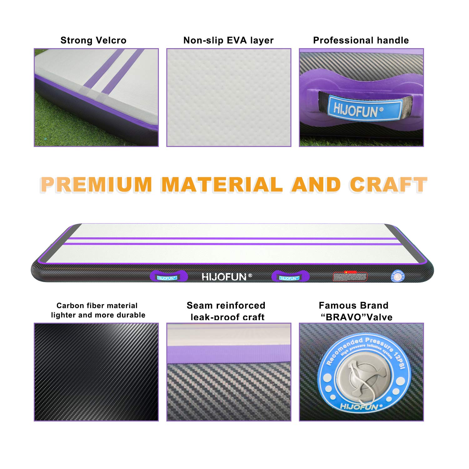 Premium Inflatable Gymnastics Tumbling Mat - 6.6ft to 26ft Sizes, 4/8 Inches Thick, 3.3ft/6.6ft Wide - Air Track Mat for Kids, Home Gym, Yoga & Training - Includes Pump - Perfect for Gymnastics Practice, Fitness, and Indoor Sports