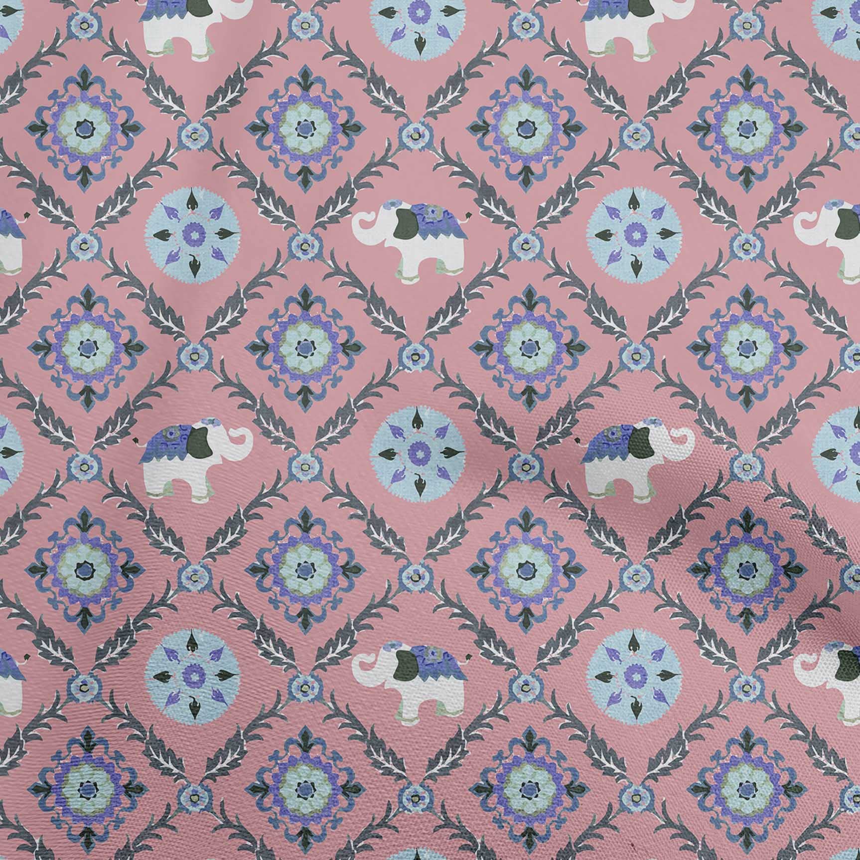 Premium Cotton Cambric Pink Suzani Fabric by the Yard - 56 Inch Wide for DIY Clothing, Quilting & Home Decor | Printed Sewing Supplies for Dresses, Curtains & Crafts