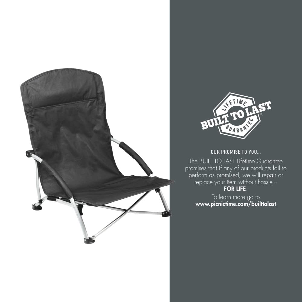 PICNIC TIME NCAA Low Beach Chair with Carry Bag - Lightweight Portable Lawn Chair for Adults - Perfect for Beach, Camping, and Outdoor Relaxation