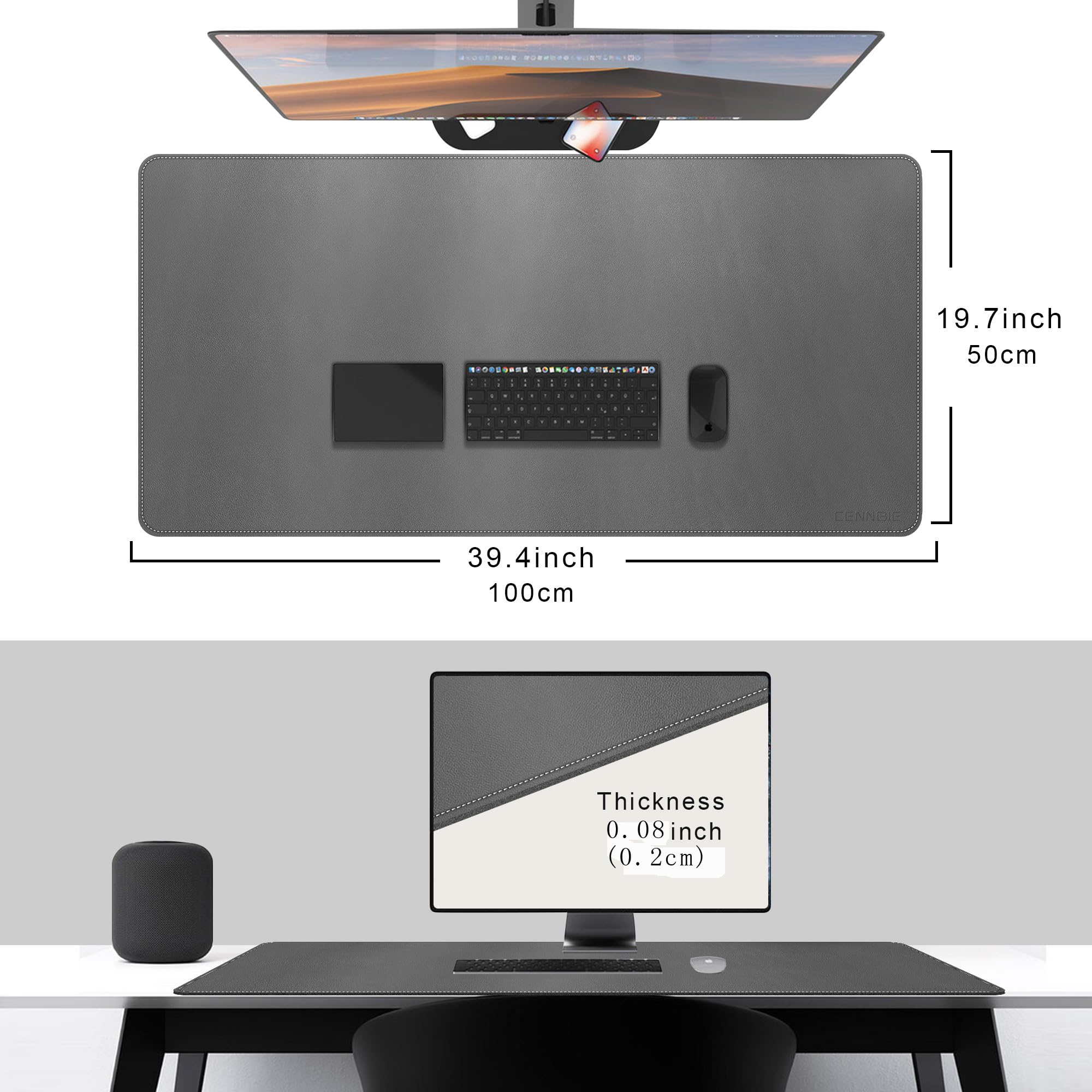 Premium PU Leather Desk Mat - 39.3