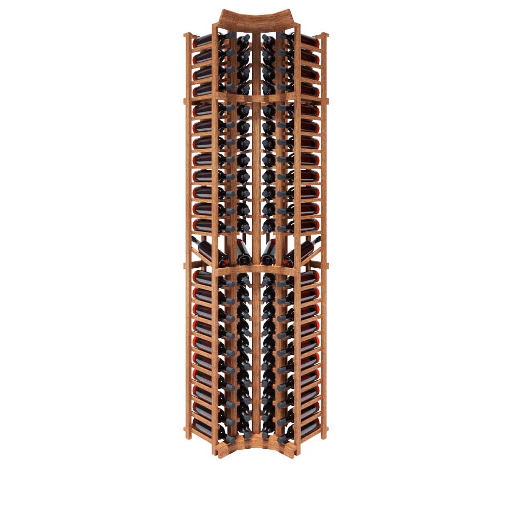 92 Bottle 8ft Curved Corner Wine Rack Kit - Sturdy Wooden Display Storage for Home, Bar, Restaurant, or Wine Cellar Organization