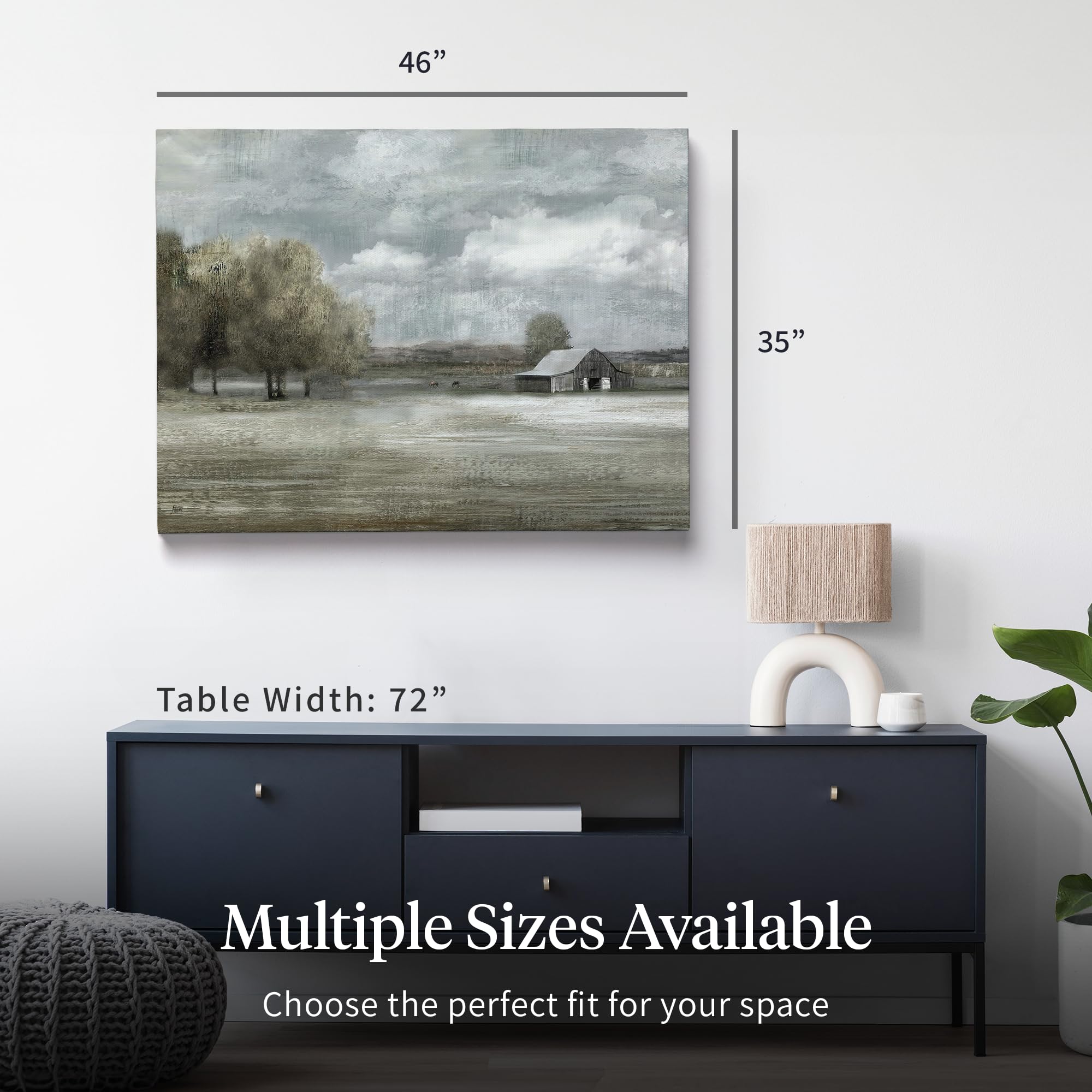 Farmhouse Country Quiet Canvas Wall Art - 46x35 Inch Hand-Painted Canvas Print by Artist Nan - Rustic Home Decor for Living Room, Bedroom & Office - Perfect for Cozy Farmhouse & Modern Interior Design