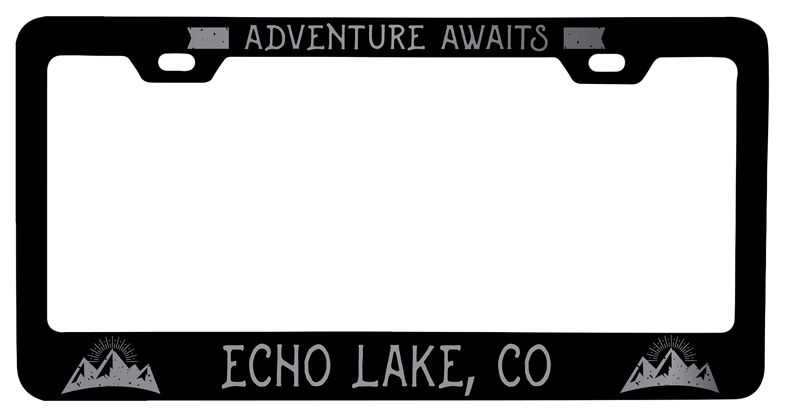 Personalized Black Metal License Plate Frame - Colorado Echo Lake Laser Etched - Custom Car Accessories for Colorado Lovers & Road Trip Enthusiasts