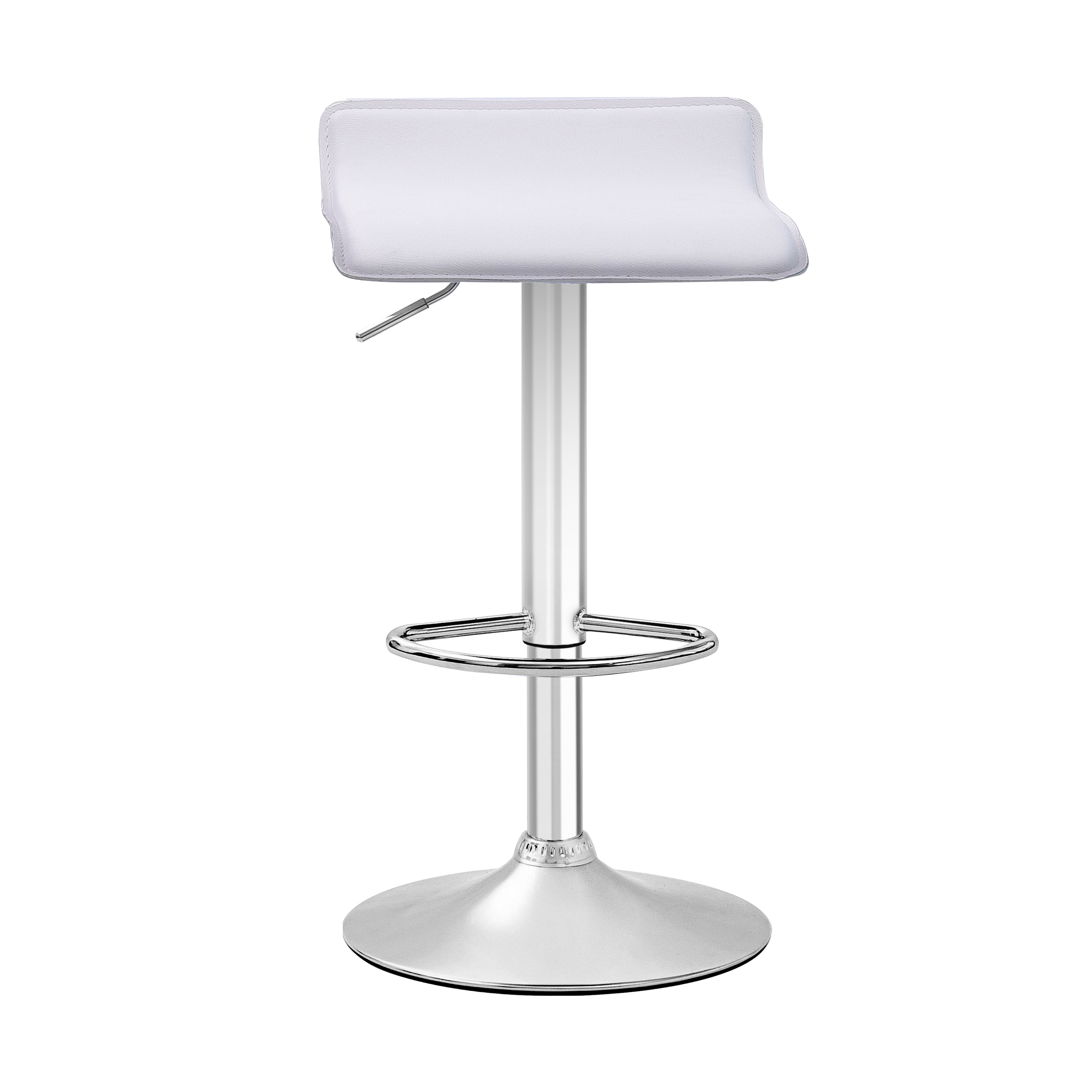 Urban Style Craig Bar Stools - Adjustable Height Gas Lift Barstools with Chrome Base & White PU Seat (Set of 2) - Perfect for Kitchen Island, Home Bar & Dining Counter