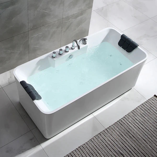 Empava 59 Inch Freestanding Jetted Hydromassage Bathtub with Air Jets - 59AIS15 - Perfect for Luxury Spa Experience at Home