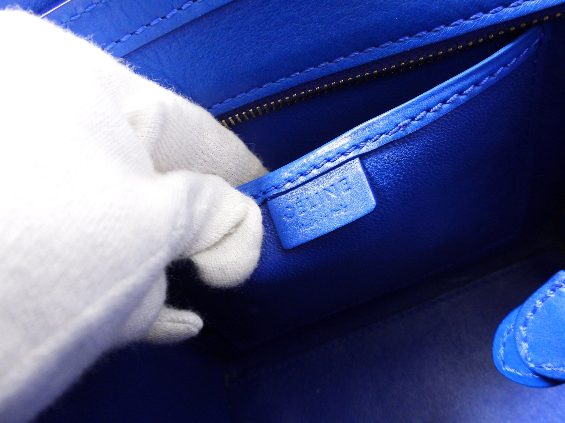 Céline Blue Leather Nano Luggage Tote Crossbody Bag for Women | Luxury Designer Handbag for Work, Travel & Everyday Use