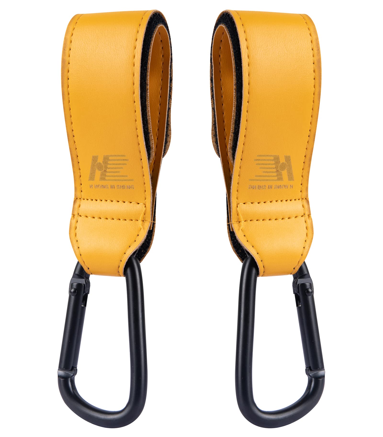Premium Vegan Leather Stroller Hooks - 2 Pack Multipurpose Shopping Bag Hangers for Grocery, Diaper Bags & Purses | Durable Pram Straps for Baby Carriages & Shopping Carts (Orange)